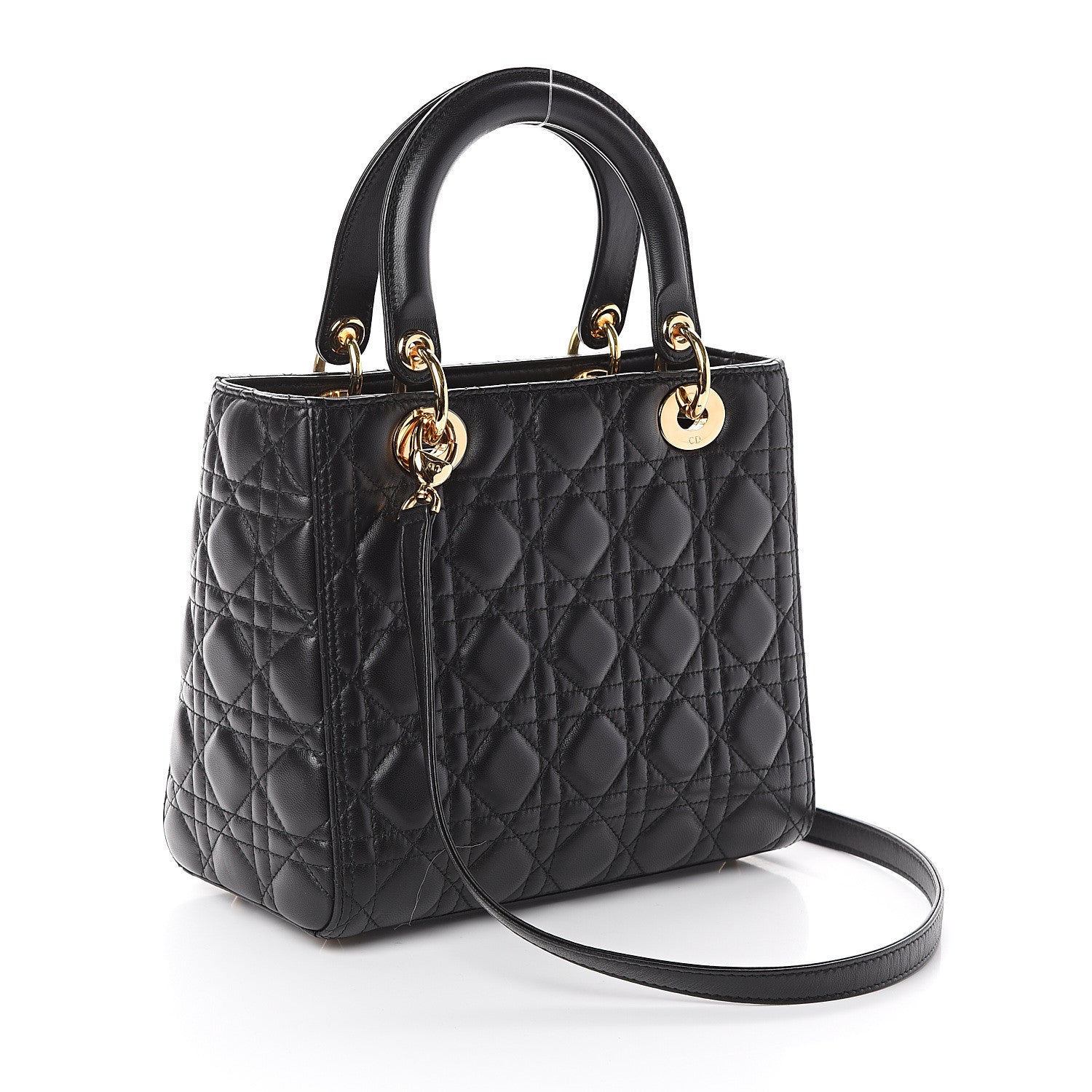 Christian Dior Lambskin Cannage Medium Lady Dior Black 2 of 8