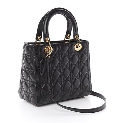 Christian Dior Lambskin Cannage Medium Lady Dior Black 2 of 8