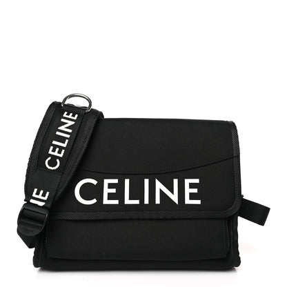 Celine Cotton Gabardine Logo Print Messenger Bag Black 1 of 8