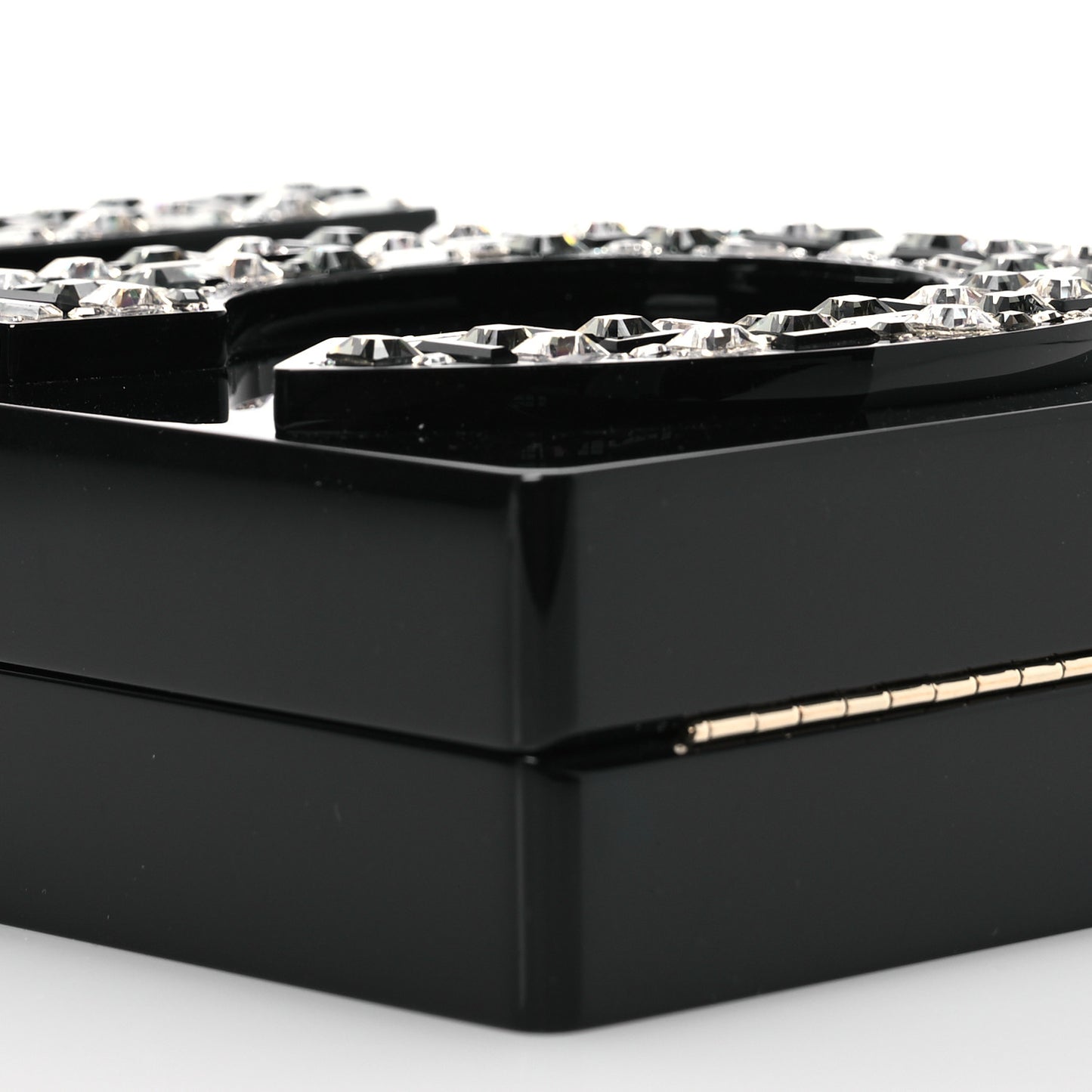 Plexiglass Strass Mosaic No 5 Minaudière Clutch  Black