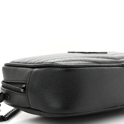 Saint Laurent Grain De Poudre Matelasse Monochrome Monogram Mini Lou Camera Bag Black 9 of 13