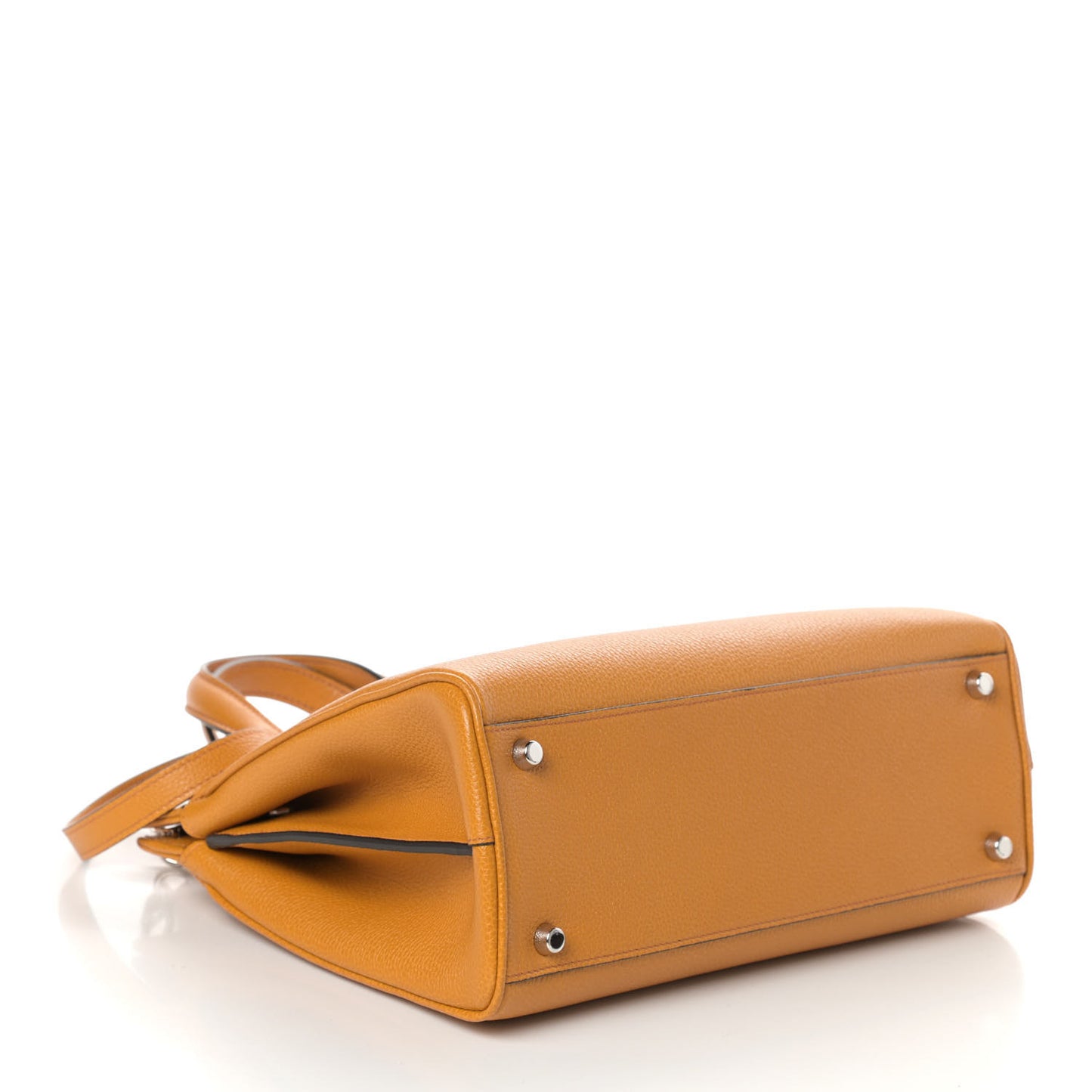 Posillipo Grain Calfskin Small Zumi Top Handle Bag Sun Oil