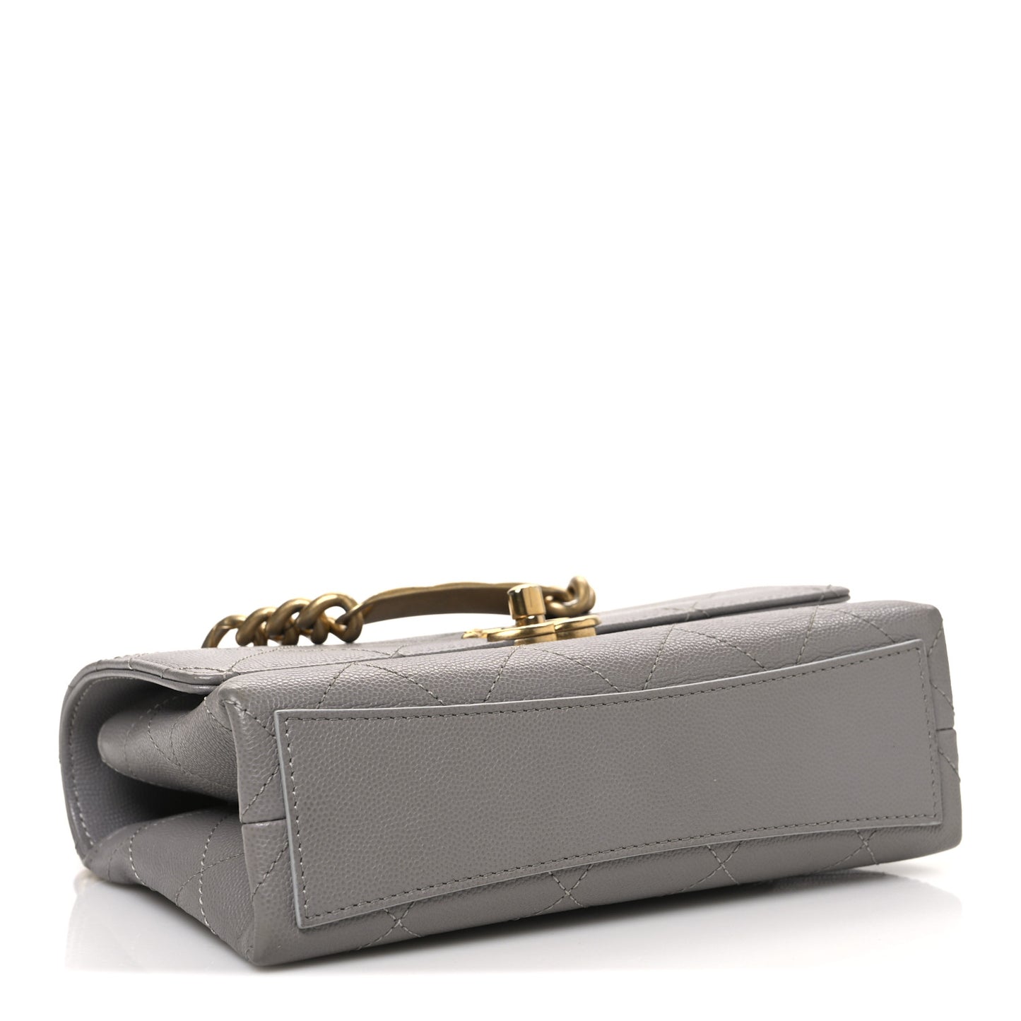 Caviar Quilted Mini Bracelet On Chain Flap Grey