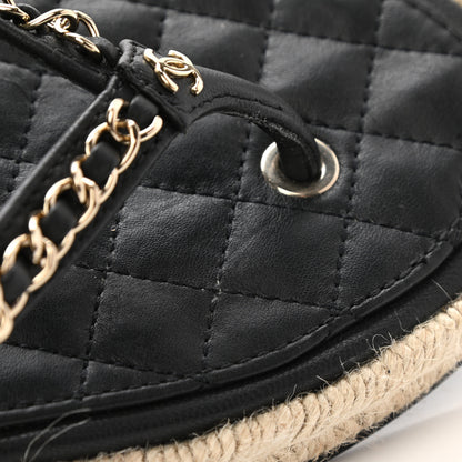 Chanel Lambskin Chain CC Thong Espadrille Sandals 39 Black 10 of 11