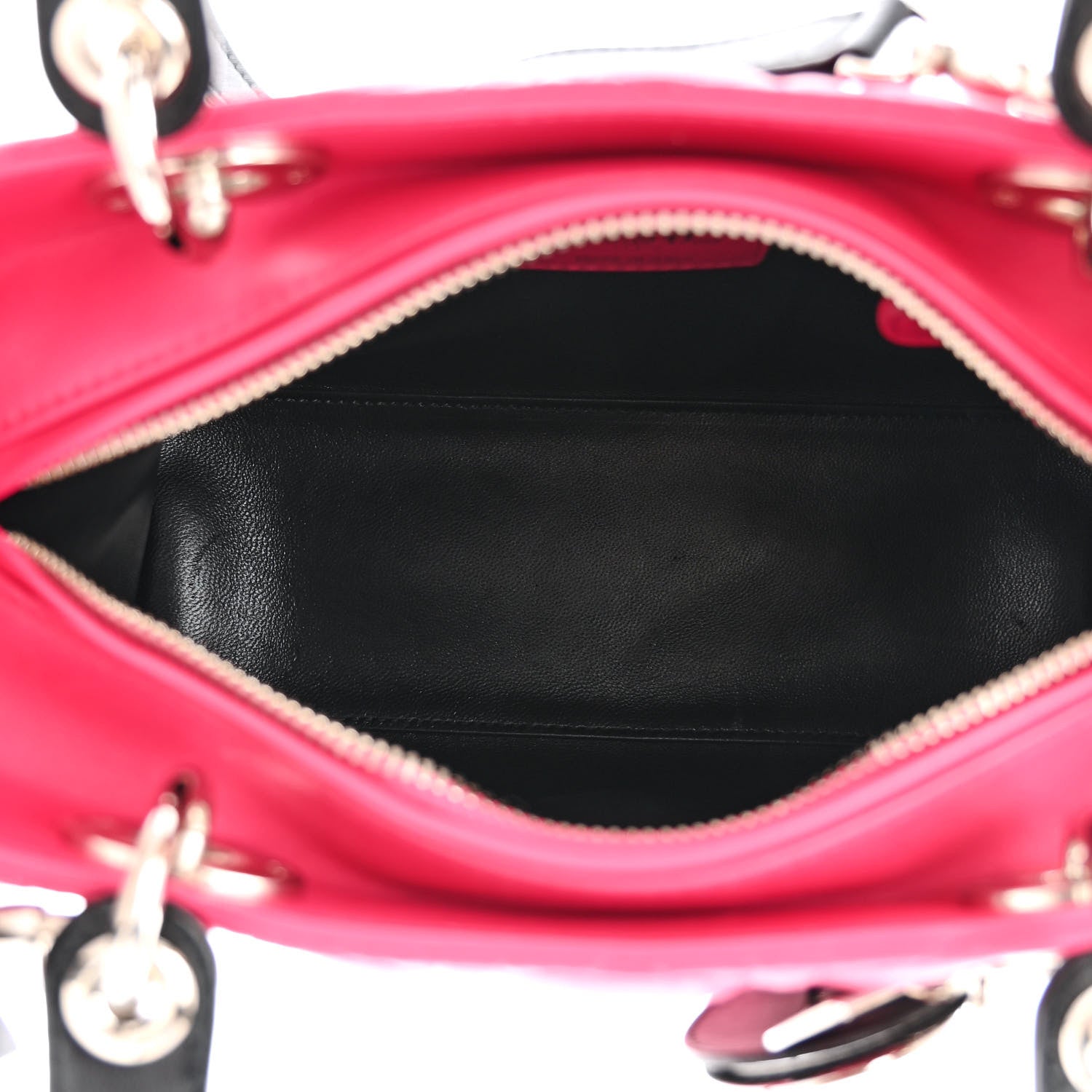 Christian Dior Lambskin Cannage Medium Tri-Color Lady Dior Fuchsia Anemone Black 5 of 10