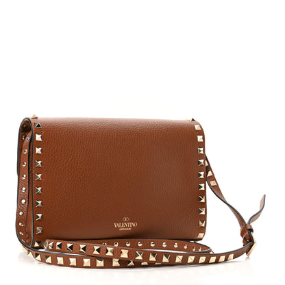 Valentino Garavani Pebbled Calfskin Medium Rockstud Flip Lock Crossbody Bag Bright Cognac 2 of 8
