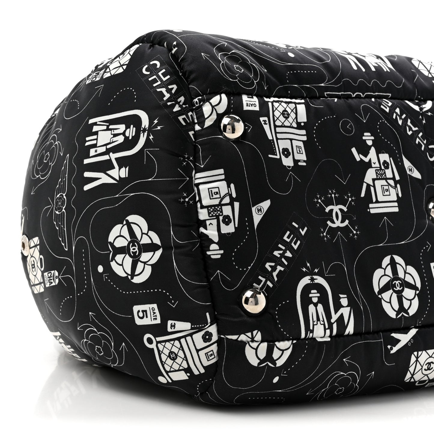 Nylon Airline Boston Bag Black White