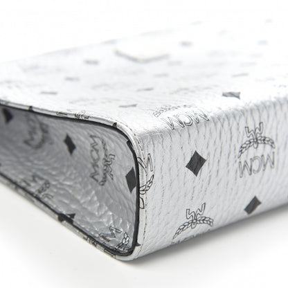 MCM Metallic Visetos Medium Zip Pouch Silver 7 of 8