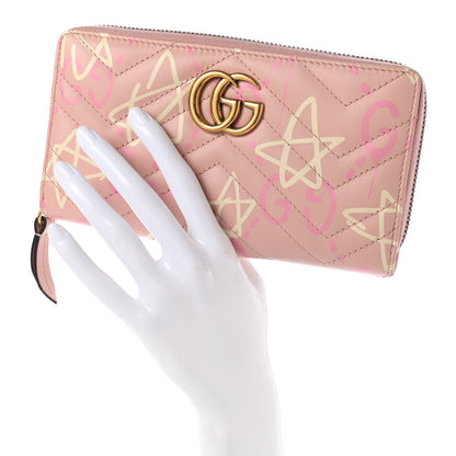 Gucci Calfskin Matelasse GucciGhost GG Marmont Zip Around Wallet Perfect Pink Rosa Ivory 2 of 9