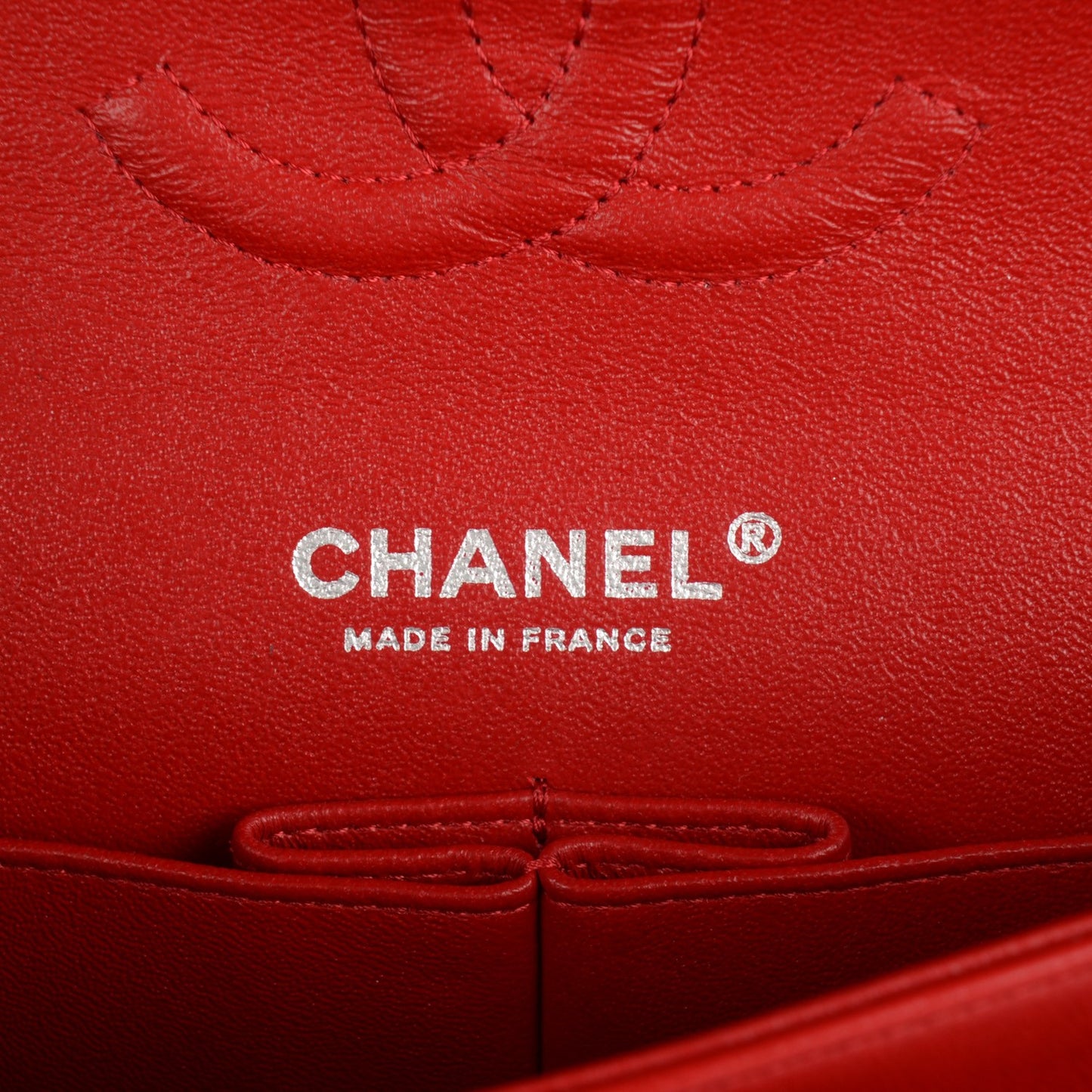 Lambskin Quilted Medium Double Flap Red