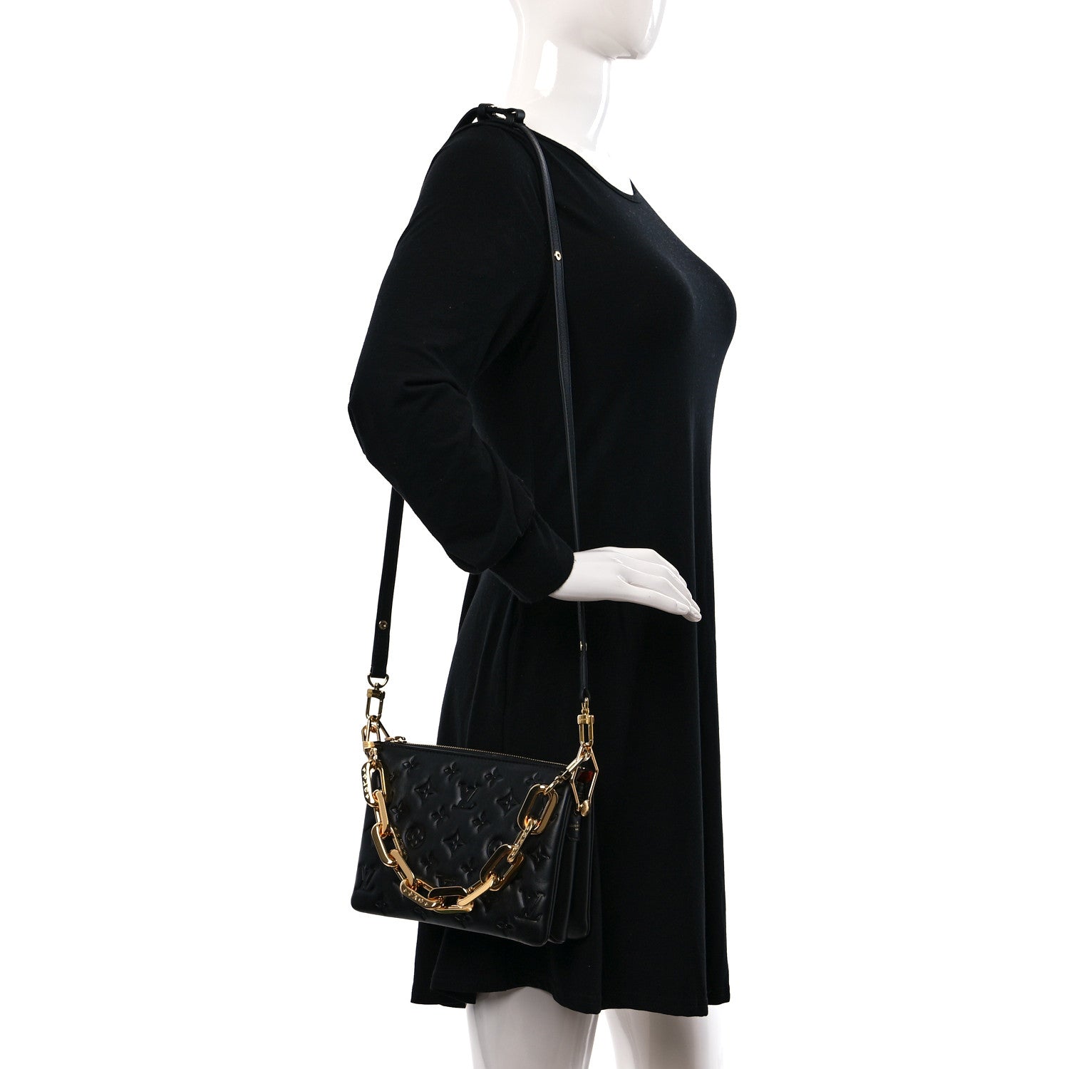 Louis Vuitton Lambskin Embossed Monogram Coussin BB Black 2 of 12