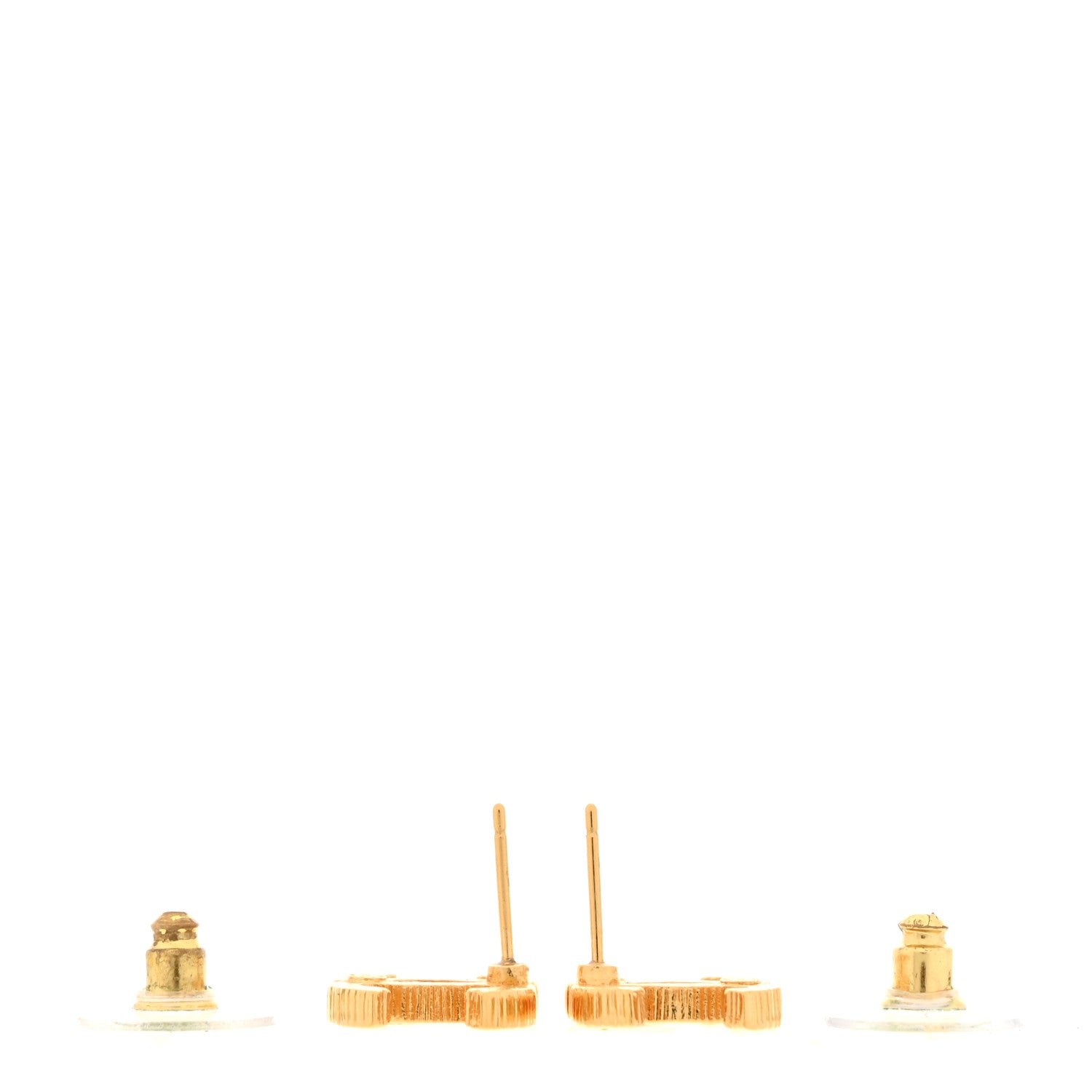 Chanel Metal Textured CC Earrings Gold 3 of 5