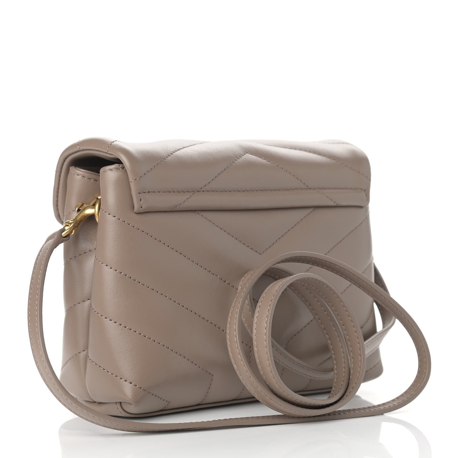 Saint Laurent Calfskin Y Quilted Monogram Toy Loulou Crossbody Bag Taupe 3 of 10