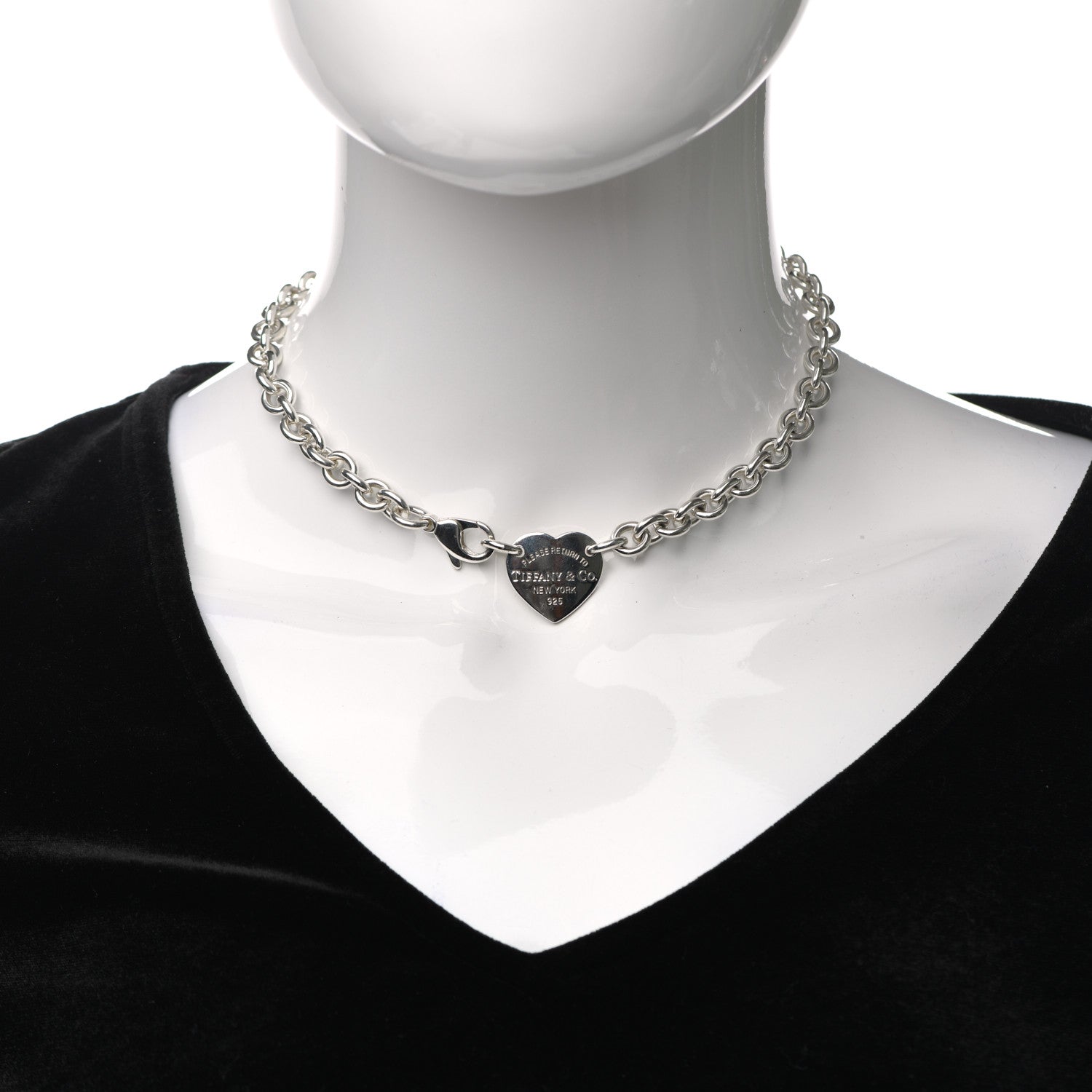 Tiffany Sterling Silver Return to Tiffany Heart Tag Choker Necklace 2 of 4