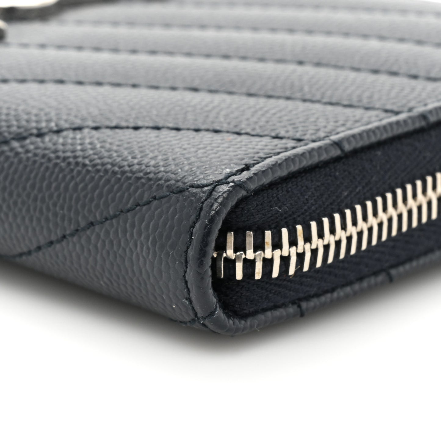 Grain De Poudre Matelasse Chevron Monogram Small Zip Around Wallet Deep Marine