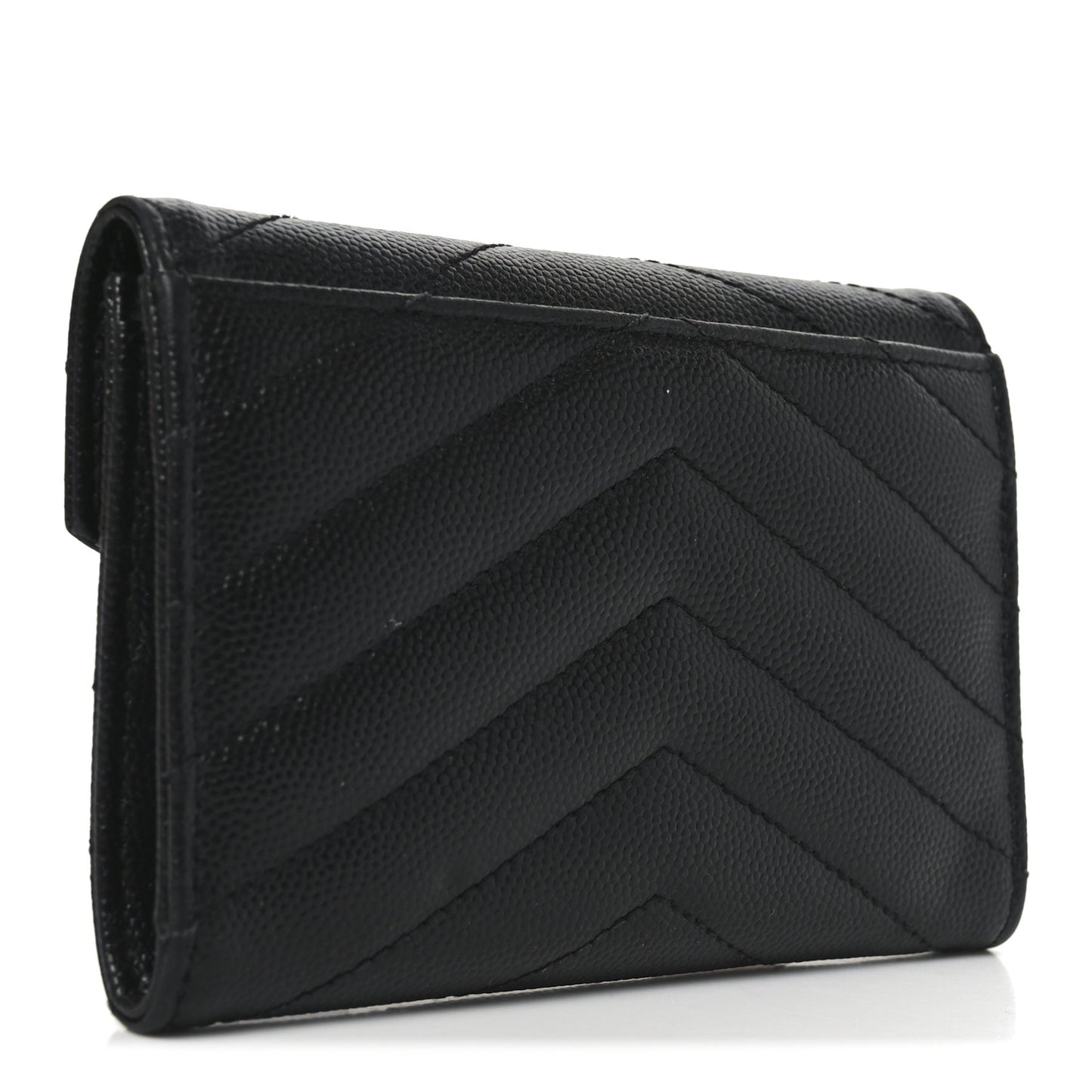 Grain De Poudre Matelasse Chevron Small Monogram Envelope Wallet Black