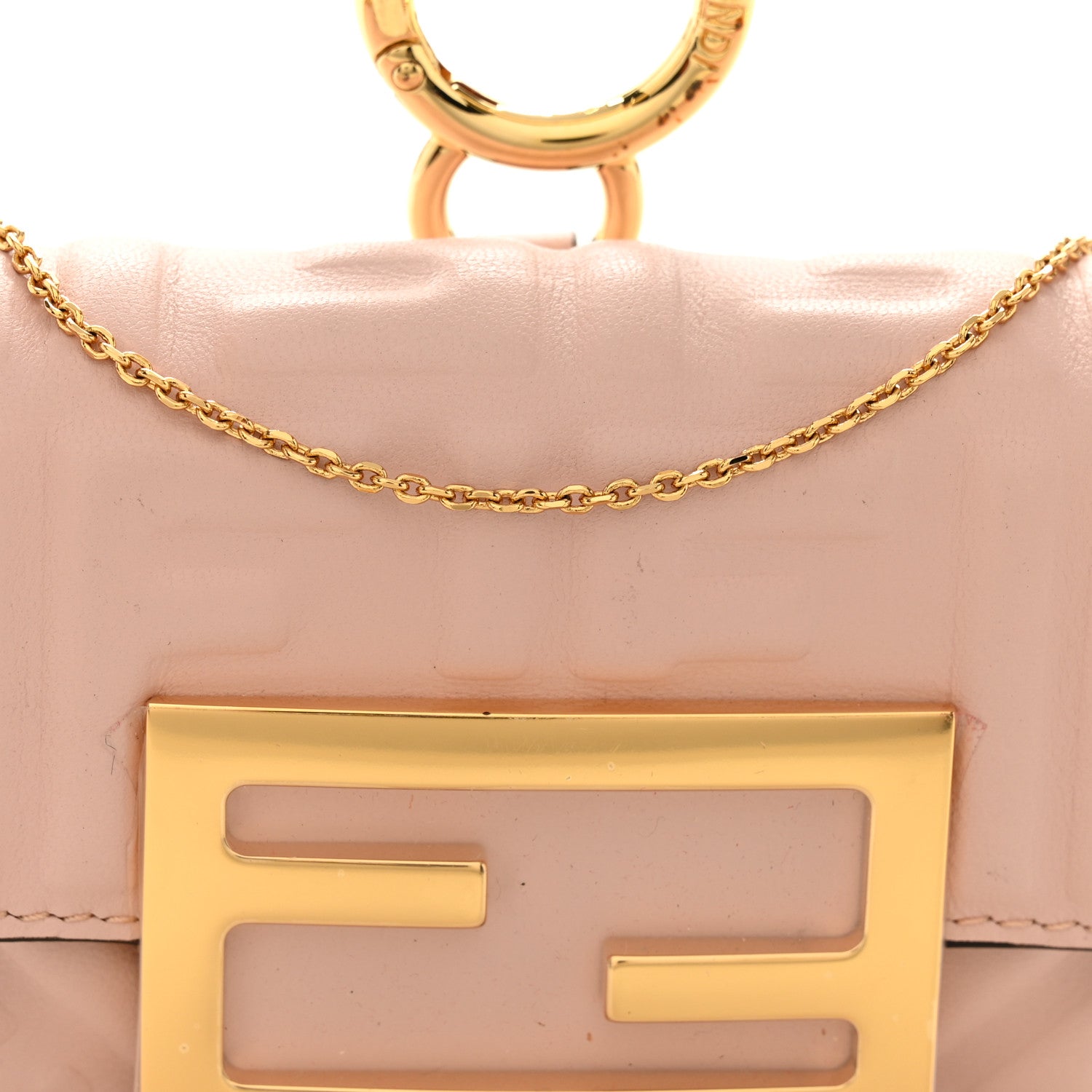 Fendi Nappa Matisse FF Embossed Nano Baguette Charm Rosa Quarzo 7 of 9