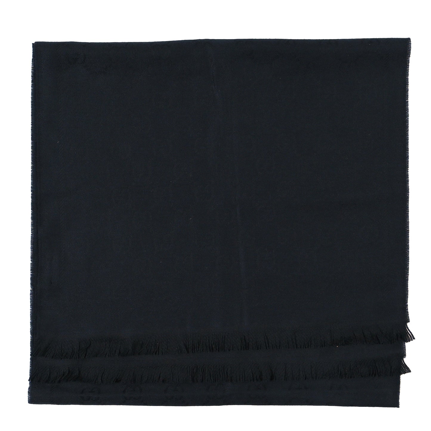 Wool Jacquard GG Monogram Sten Fringe Scarf Black