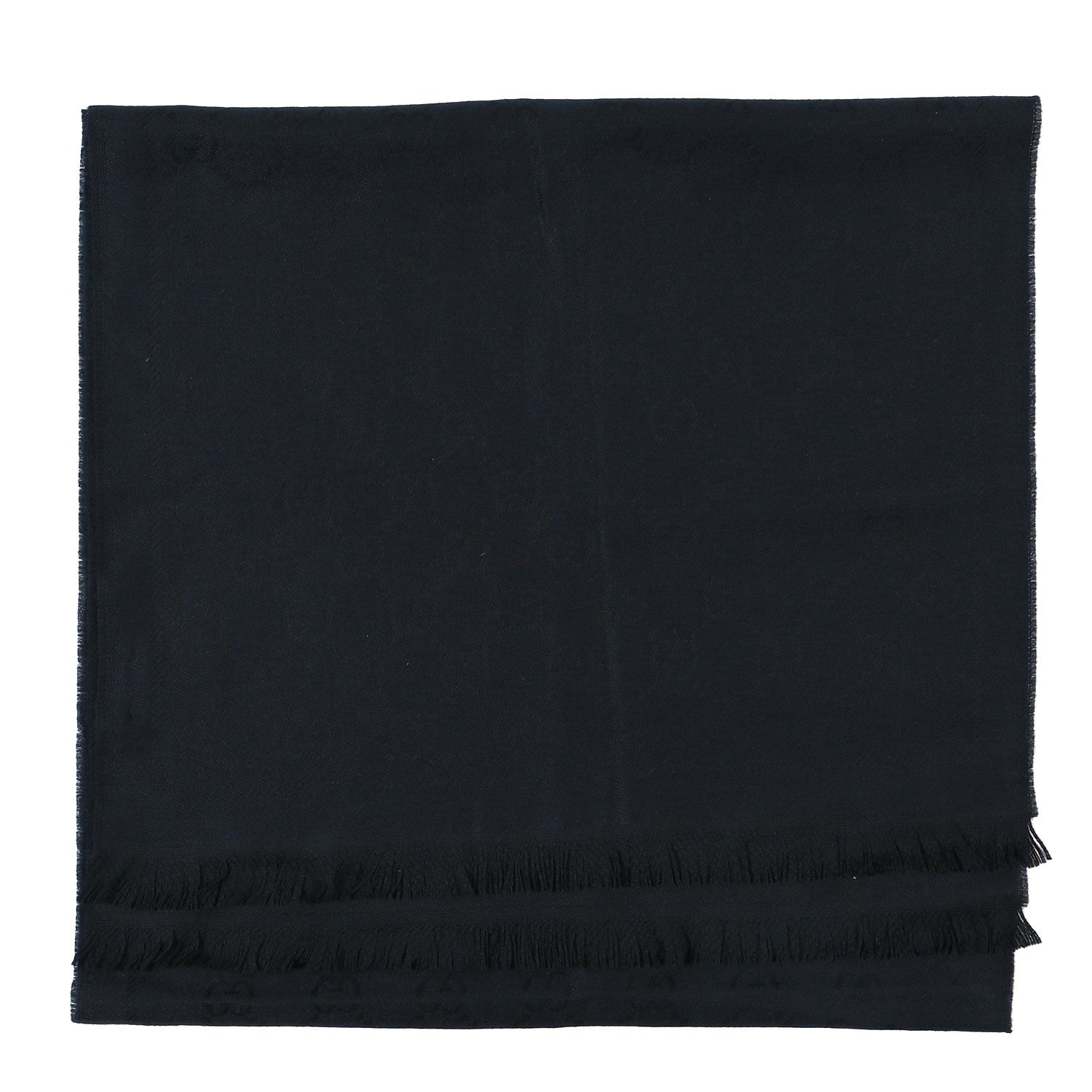 Gucci Wool Jacquard GG Monogram Sten Fringe Scarf Black 2 of 5