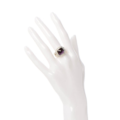 David Yurman Sterling Silver Diamond Amethyst 11mm Albion Ring 53 6.5 2 of 5