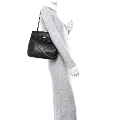 Chanel Caviar Stitched Fold Over Shoulder Bag Black 2 of 8