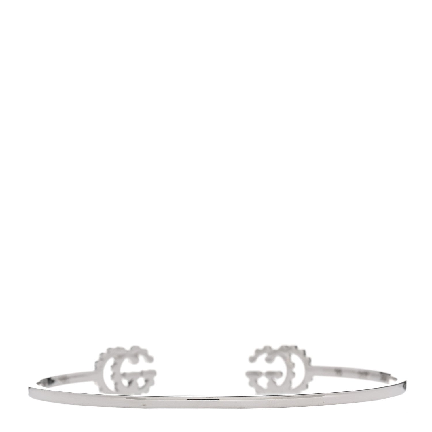 Gucci 18K White Gold Diamond GG Running Cuff Bracelet 2 of 4