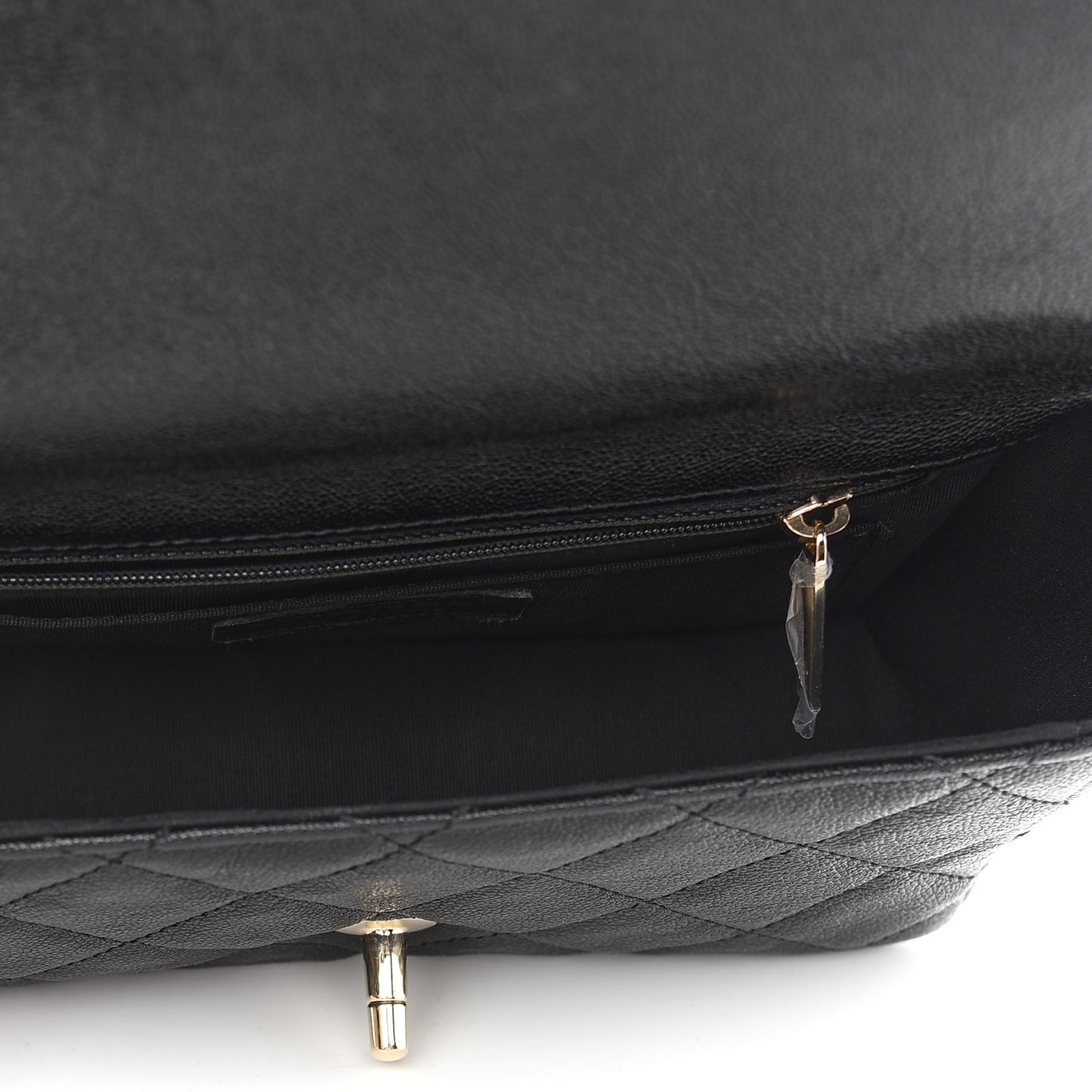 Iridescent Caviar Quilted Mini Crossbody Flap Black