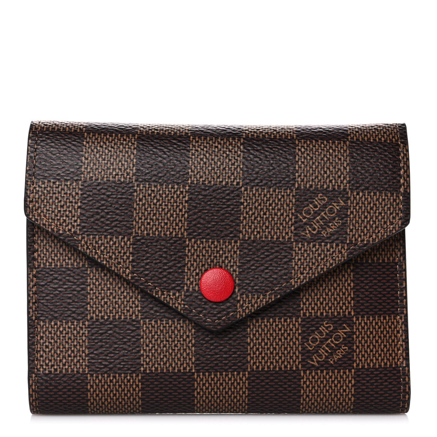 Louis Vuitton Damier Ebene Victorine Wallet Red 1 of 10