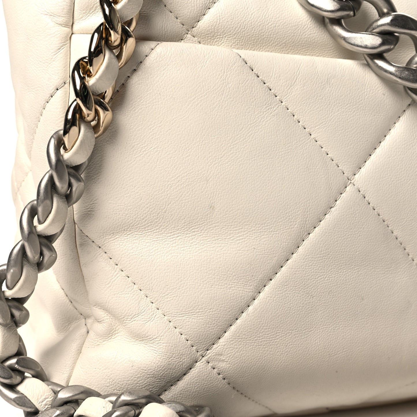 Goatskin Quilted Large 19 Flap White