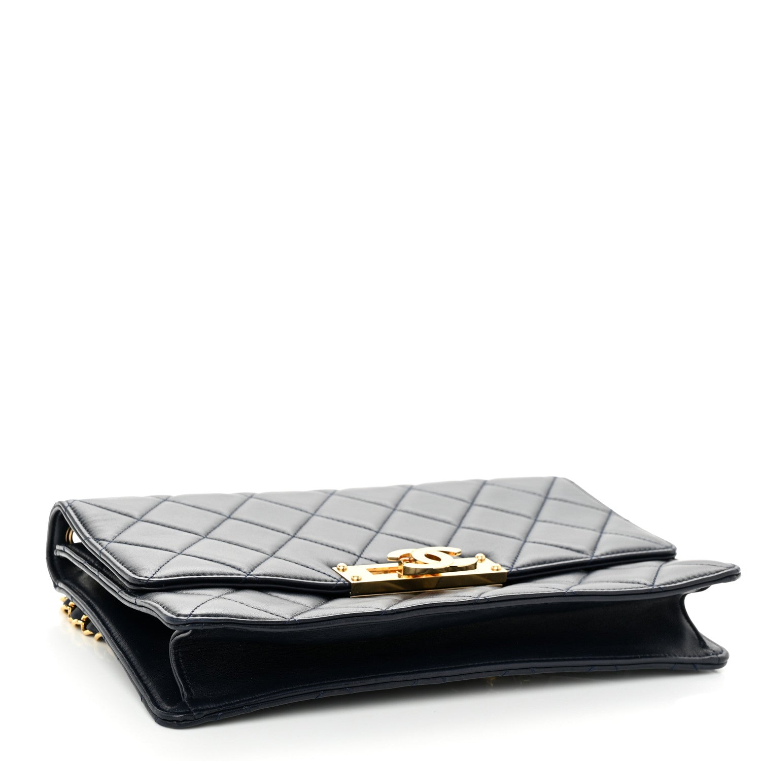 Chanel Lambskin Quilted Large Golden Class Flap Navy 4 of 12