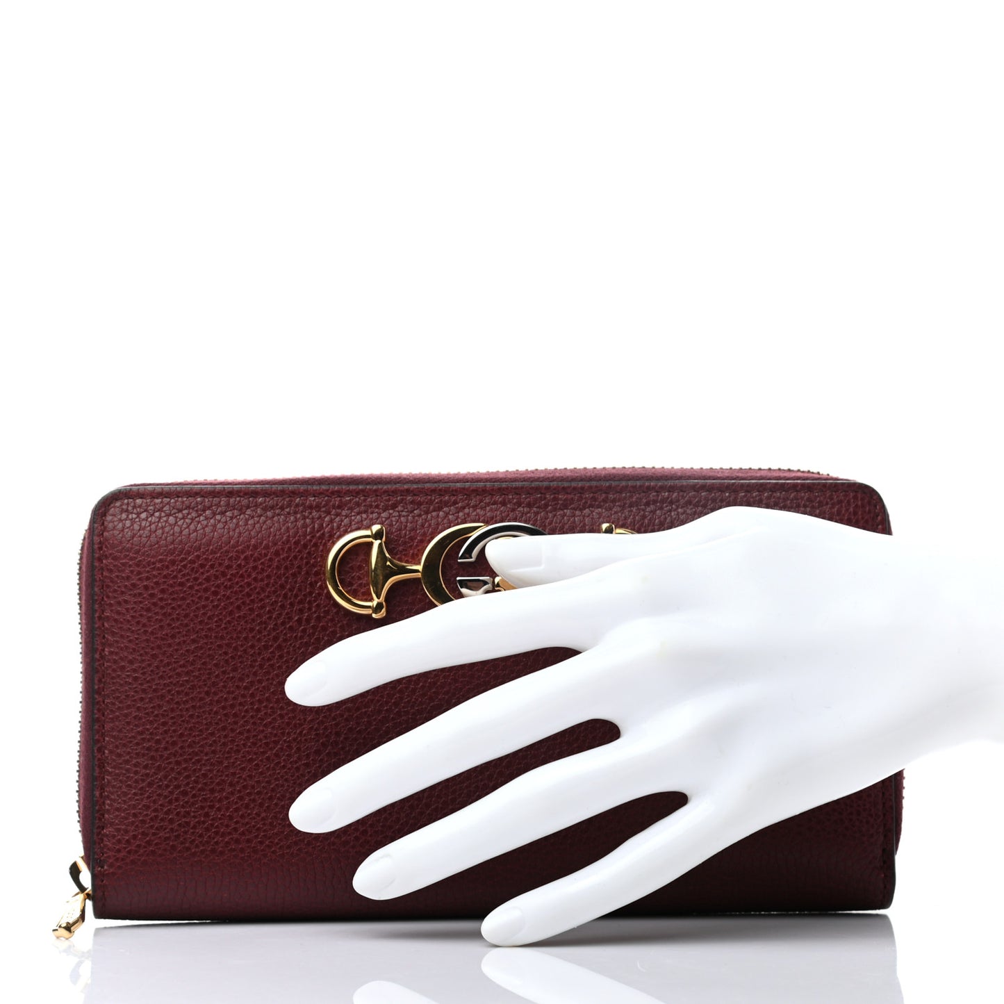 Grainy Calfskin Zumi Zip Around Wallet Vintage Bordeaux
