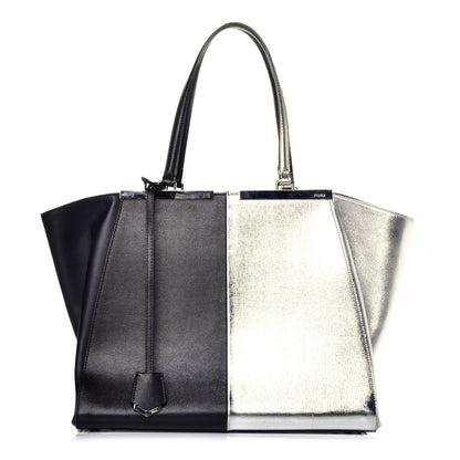 Fendi Vitello Elite Bi Color 3Jours Tote Argento Black 1 of 8
