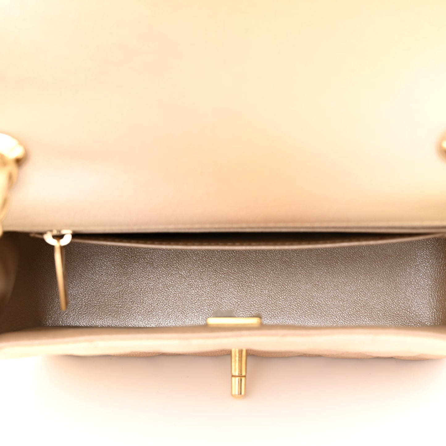 Metallic Goatskin Quilted Mini Rectangular Flap Gold