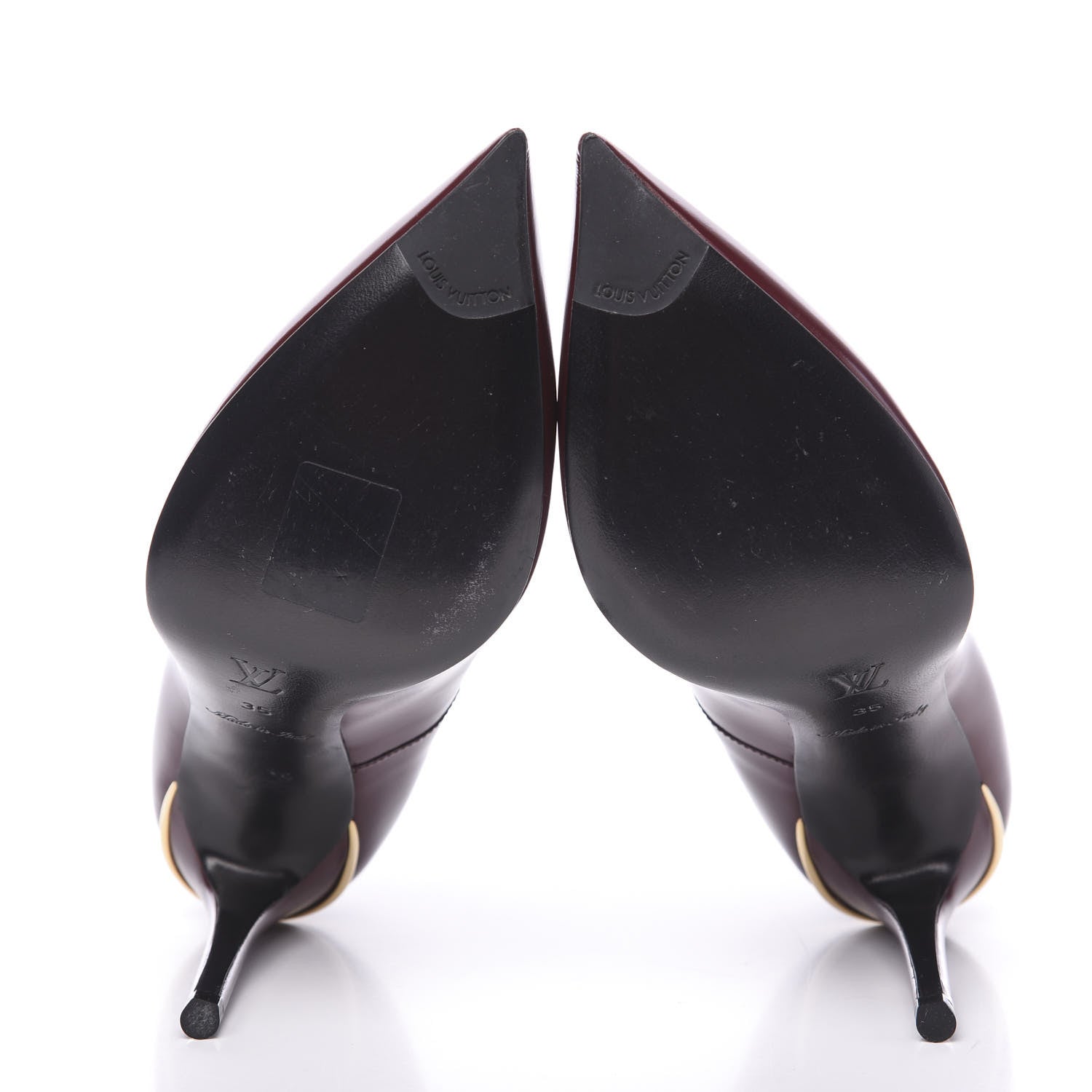 Louis Vuitton Glazed Calfskin Eyeline Pumps 35 Bordeaux 5 of 9