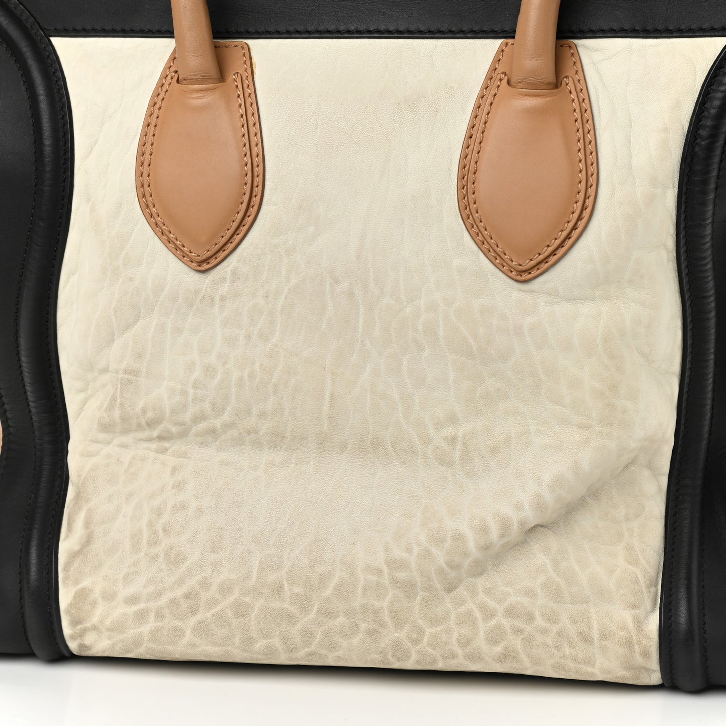 Smooth Calfskin Shrunken Lambskin Medium Tri-Color Luggage White
