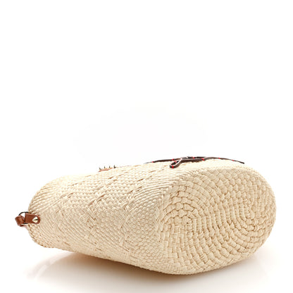 Christian Louboutin Calfskin Raffia Mini Cabata Tote Natural Cuoio 4 of 8