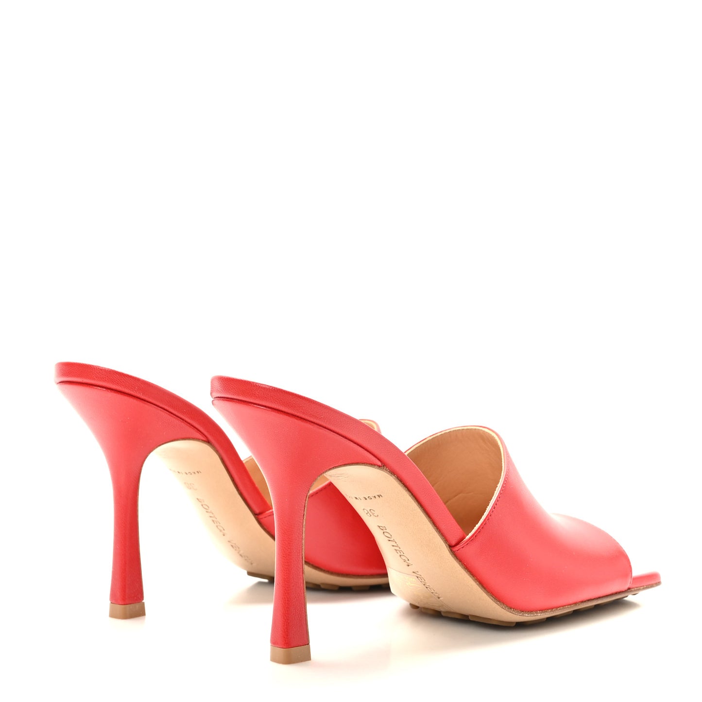 Lambskin Stretch Mule Sandals 38 Bright Red