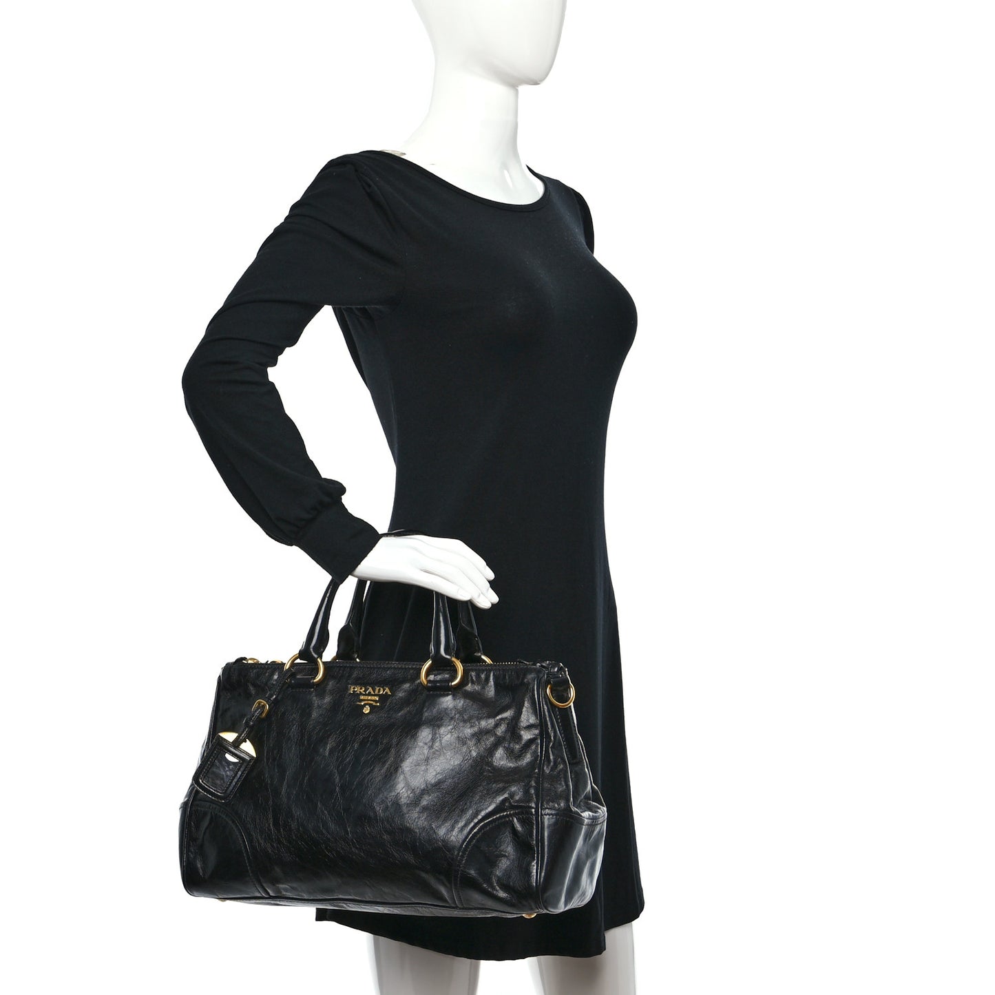 Vitello Shine Shopping Satchel Black
