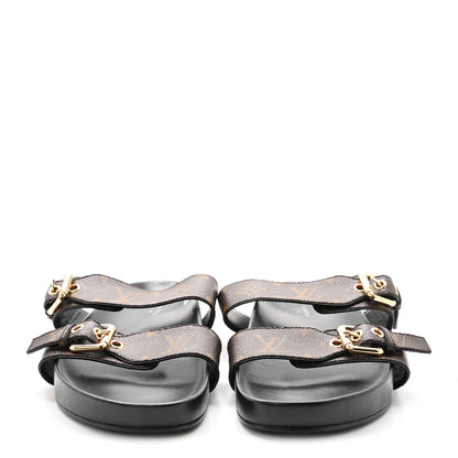 Louis Vuitton Monogram Bom Dia Mule Sandals 38.5 Black 3 of 9