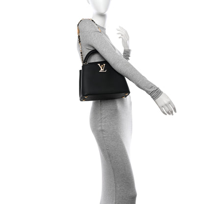 Louis Vuitton Taurillon Enamel Flower Padlock Chain Capucines BB Black 2 of 10