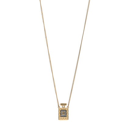 Chanel Crystal Pearl Perfume Bottle CC Necklace Black Gold 1 of 4