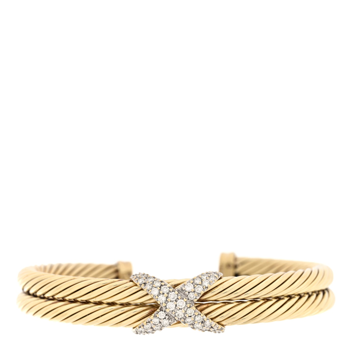 14K Yellow Gold Diamond X Station Double Cable Bracelet
