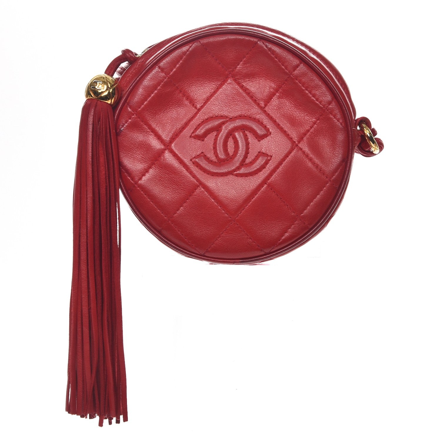 Chanel Lambskin Quilted Tassel Shoulder Bag Red 1 of 10