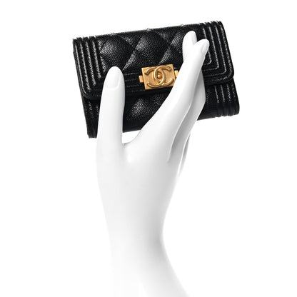 Chanel Caviar Quilted Boy Flap Card Holder Black 2 of 8