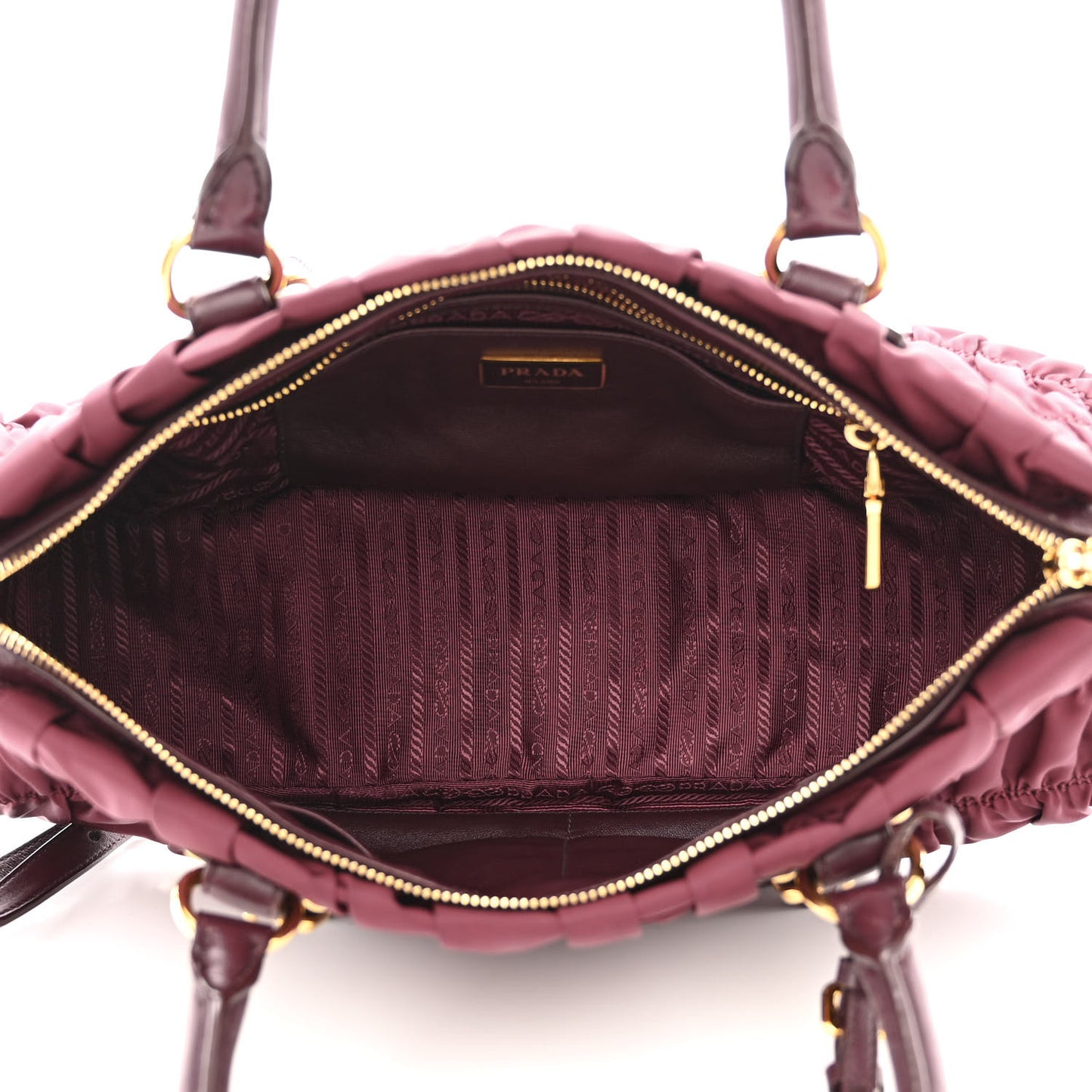 Tessuto Nylon Nappa Gaufre Shopping Satchel Granato