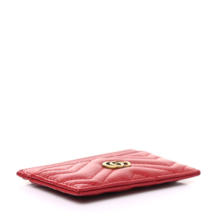 Gucci Calfskin Matelasse GG Marmont Card Holder Hibiscus Red 4 of 6
