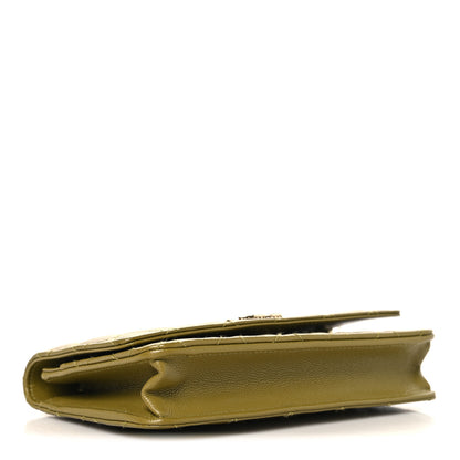 Chanel Caviar Quilted Crystal CC Wallet On Chain WOC Green 4 of 12