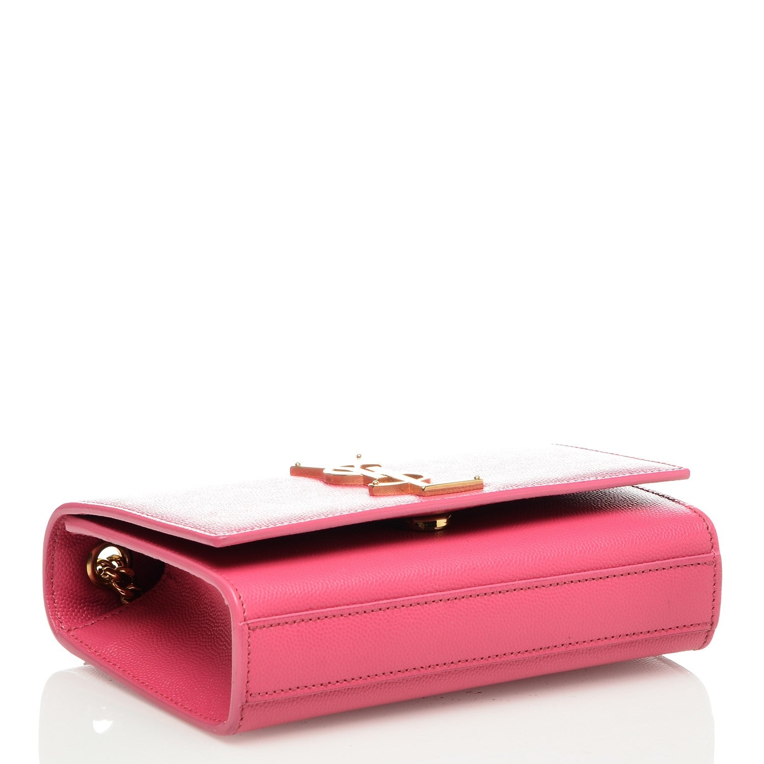 Saint Laurent Grain De Poudre Small Monogram Kate Satchel Fuchsia 4 of 5