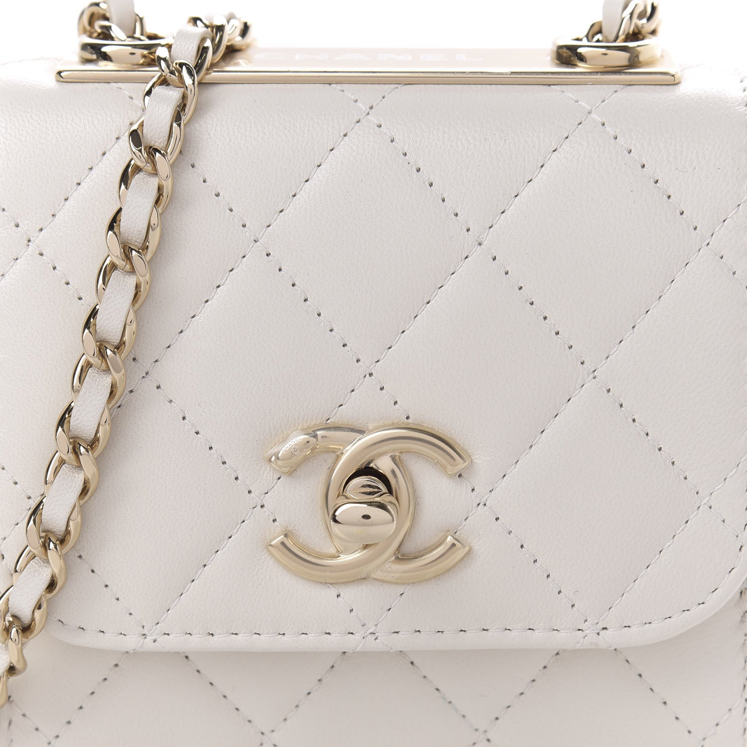 Chanel Lambskin Quilted Mini Trendy CC Chain Wallet White 10 of 11