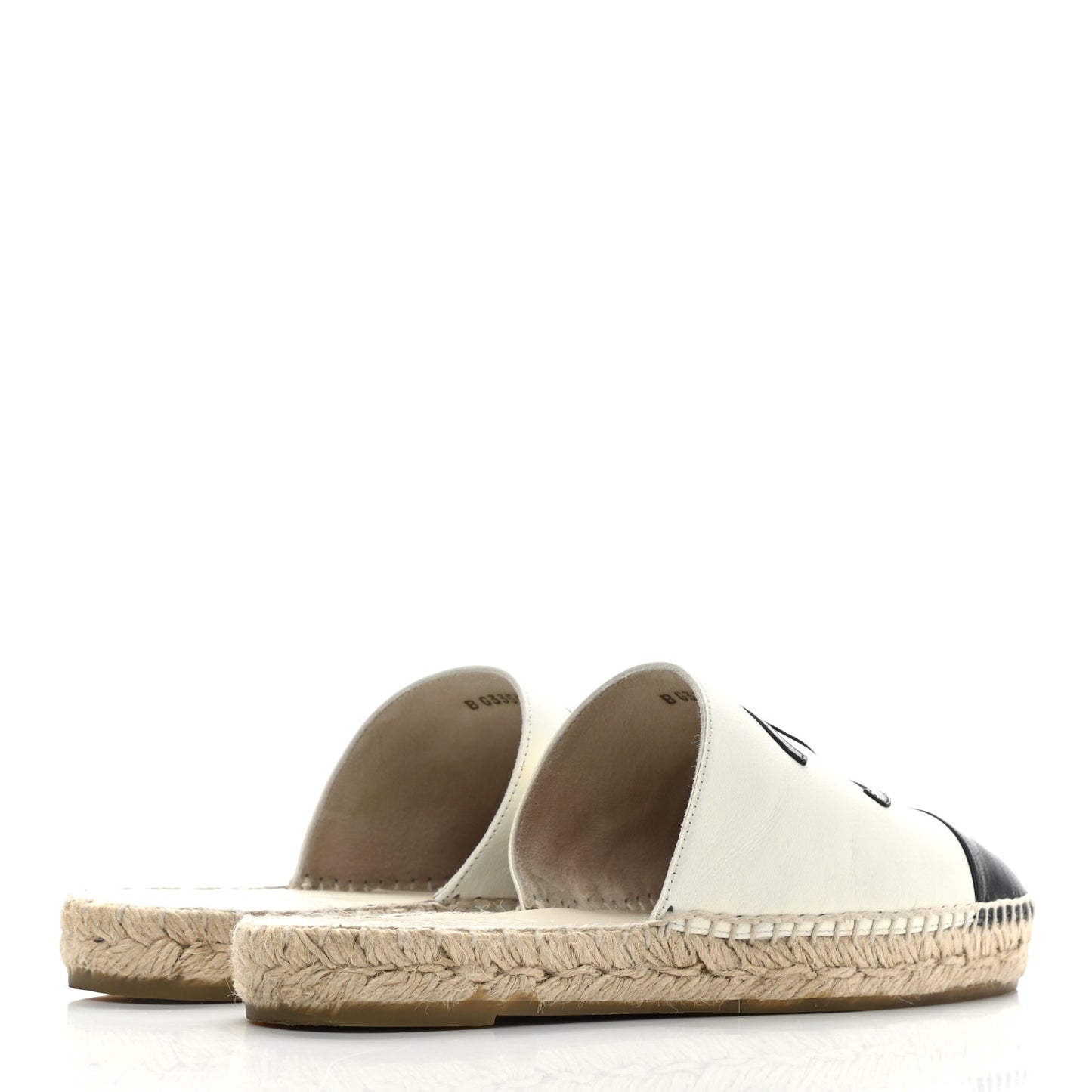 Iridescent Goatskin CC Espadrille Mules 39 Ivory Black